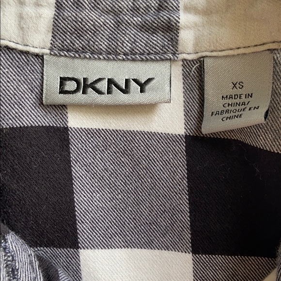 DKNY Button Up Plaid Cotton Roll-Tab-Sleeve Shirt - Picture 4 of 6